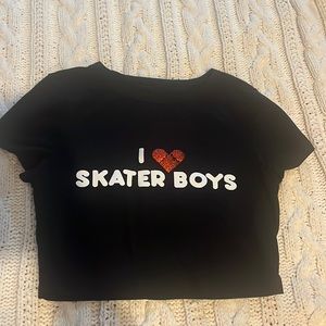 I heart skater boys cropped top t shirt